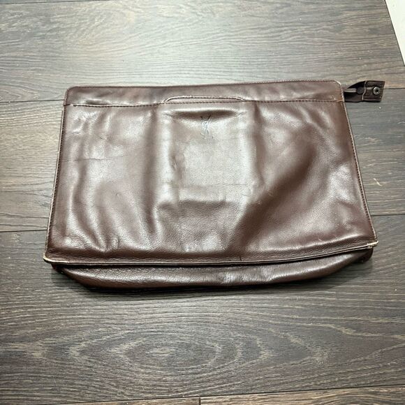 Vintage Rare YSL Yves Saint Laurent Brown Portfolio Briefcase Bag - Picture 1 of 9